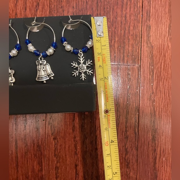 NWOT Christmas holiday wine glass charms set of 6 silver/blue - Picture 8 of 8